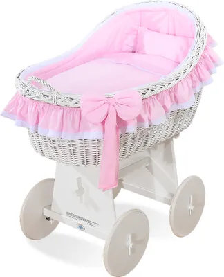 Immagine prodotto di Cestino Mosè in vimini con contenitore in vimini Carina bianco + rosa