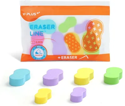 Imagen del producto de Gomas de borrar de TPR, 6 unidades, color blanco, para uso escolar y de oficina