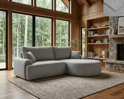 Obrázek produktu pro Rohová sedací souprava TERACINA Nordelo s funkcí spaní a úložným prostorem Universal L/R 246 cm látka GLOW 15 ŠEDÁ