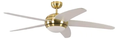 Image de Ventilateur de plafond Melton Laiton / Blanc 132 cm avec éclairage et télécommande