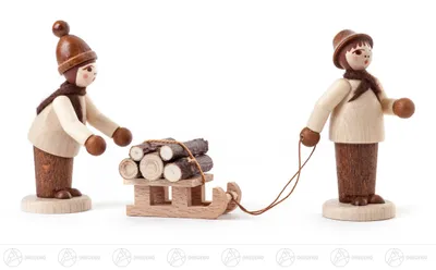 Produktbild von Miniatur Waldleute mit Schlitten natur (3)  Höhe ca 6 cm NEU
