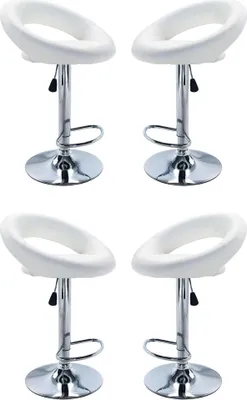 Immagine prodotto di Milani Home - Set Di 4 Sgabelli Da Bar Albergo Hotel Sedia Cucina Con Poggiapiedi Altezza Regolabile Girevole Stile Moderno Di Design Contemporaneo , 47x53.5x81-102 - Bianco