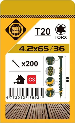 Immagine prodotto di Vite per decking T20 4.2X65 verde (200)