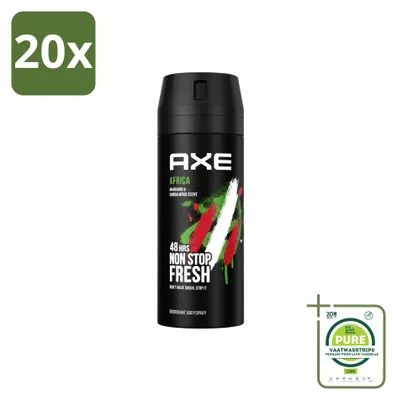 Immagine prodotto di 20 spray deodoranti Axe Africa - 150 ml - Confezione grande - 20 pezzi
