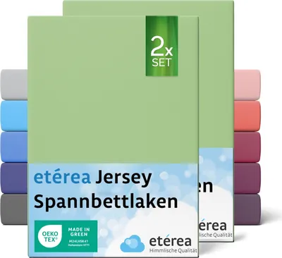 Immagine prodotto di set di 2 lenzuola in jersey menta 80x160 cm - 80x180 cm - ETÉREA Lenzuola in jersey 100% cotone - dimensioni 80x160 cm - 80x180 cm - colore menta