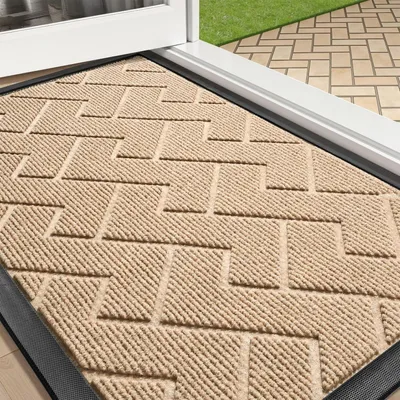 Productafbeelding van Buitenmat 43 x 75 cm, vuilafschermende mat, wasbaar, beige, terrakotta