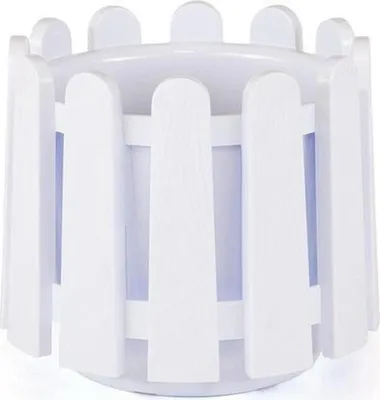 Productafbeelding van Witte ronde bloempot van 6,6 liter met waterafvoersysteem, UV-bestendig, afmetingen 24 x 26 cm, verkrijgbaar in 5 kleuren