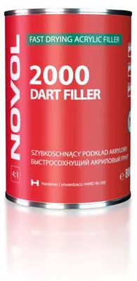 Zdjęcie produktu dla PODKŁAD AKRYLOWY SZYBKOSCHNĄCY BIAŁY Novol 2000 DART FILLER 1000ml KOMPLET
