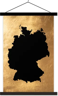 Produktbild von MuchoWow® Textilposter Karte Europa - Deutschland - Schwarz 60x90 cm mit schwarzem Rahmen - Poster Wohnzimmer
