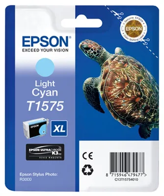 Image de Cartouche d'encre originale Epson C13T15754010 / T1575 cyan clair ; capacité 25,9 ml ; pour Stylus Photo R 3000