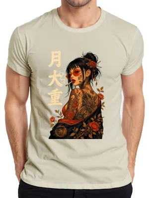 Produktbild von Ge Yakuza Tattoo Frau Japanisch Oni Drache Japan Y2K Rose Herren T-Shirt, Natur, XL