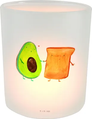 Produktbild von Mr. & Mrs. Panda Kerzenglas Avocado Toast - Transparent - Geschenk, Liebe, Freundin, Teelichthalter, stimmungslicht, Glas, Kerzenhalter, Windlicht, Hochzeitsgeschenk