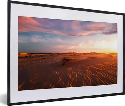 Produktbild von MuchoWow® Gerahmtes Poster Sand - Landschaft - Himmel - Wüste 60x40 cm - Poster mit Schwarzem Bilderrahmen Wandposter Rahmen Foto Bilder - Schlafzimmer - Plakat in Rahmen - Drucken