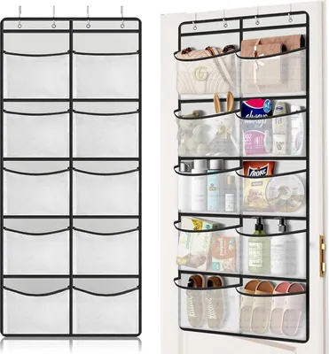 Produktbild von H?ngeregal mit 10 Netztaschen šC H?ngeaufbewahrung Organizer mit 4 Haken šC Tš¹r-Organizer fš¹r Schlafzimmer, Wohnzimmer, Kinderzimmer, Badezimmer šC 54,5 x 126 cm