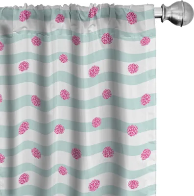 Produktbild von ABAKUHAUS Abstrakt Vorhänge, Gardinen, Pastell Hand gezeichnete horizontale Streifen und Stained wie runde Blobs, 2 Stück 75 x 175 cm, Pale Seafoam Rosa