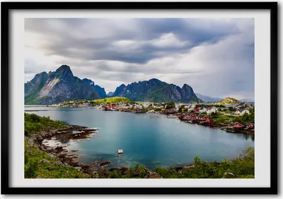 Produktbild von Bild - Bilderrahmen - 100 cm x 70 cm - MDF - Rahmen - Foto - Wandkunst Lofoten in Norwegen