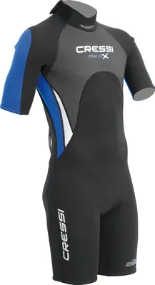 Produktbild von Cressi Med X Man Shorty Wetsuit 2.5mm Black/Blue M/3 - Herren Shorty Neoprenanzug aus 2,5 mm hoch dehnbarem, doppelt gefüttertem Neopren, Schwarz/Blau