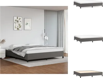Image de vidaXL Cadre de lit Gris 200x200 cm Similicuir - Lits et cadres de lit