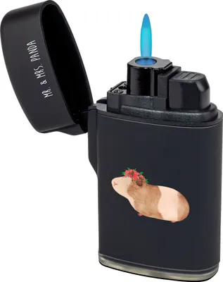 Produktbild von Mr. & Mrs. Panda sturmfeuerzeug Meerschweinchen Weisheit - Schwarz - Geschenk, Feuerzeug, Gasfeuerzeug, zigarettenanzünder, zündgerät, Spruch, Motivation, Feuerzeuge