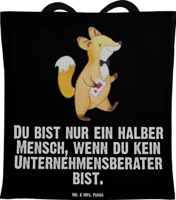 Produktbild von Mr. & Mrs. Panda totebag Unternehmensberater Herz - Schwarz - Geschenk, Tote Bag, Tasche, Shopping, Jutebeutel, Schultasche, Laptoptasche