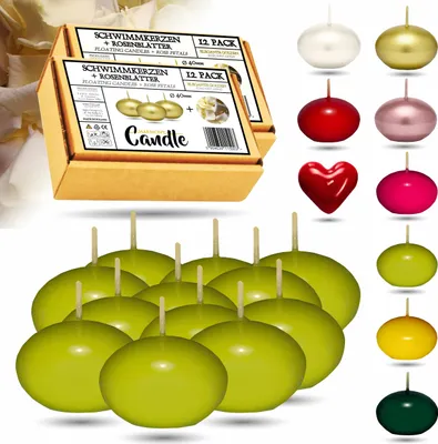 Obrázok produktu pre CANDLE HARMONY Plávajúce sviečky 12 ks Ø 40 mm s 2x okvetnými lístkami ruží ZDARMA | Sviatočné farby Plávajúca sviečka Domov Vianoce (Limetka)