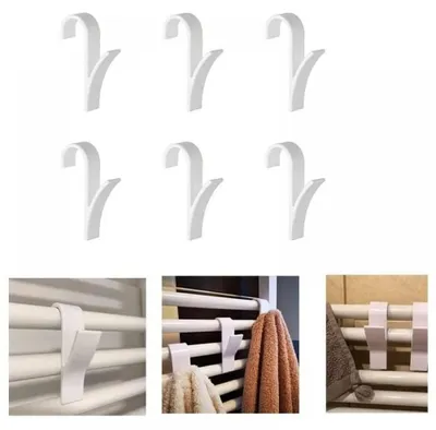Imagen del producto de Juego de 6 ganchos universales para toallas, de plástico, color blanco