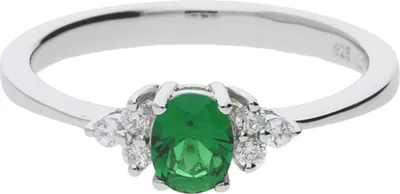 Produktbild von JuwelmaLux Ring Silber 925 mit synthetischen Smaragd JL10-07-0256 Größe 56