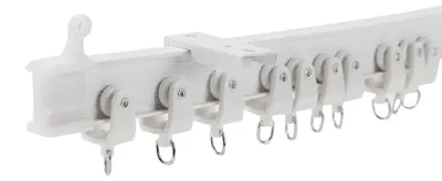 Immagine prodotto di Binario per tende flessibile Eikuavons 3M con montaggio a soffitto, binario pieghevole con ganci, rotelle, supporti, tappi terminali e viti, accorciabile per bovindi, docce e divisori