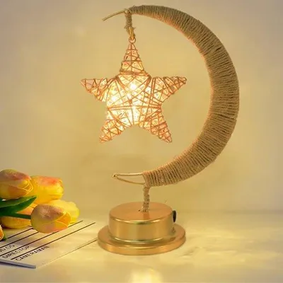 Obrázek produktu pro LED noční světlo pro děti, napájení přes USB nebo baterie, ve tvaru měsíce, romantické, okouzlující, měsíční svit, Vánoce, ramadán