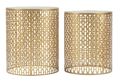 Produktbild von Mauro Ferretti Beistelltisch-Set Oblin Gold Spiegeltop 41x50 37,5x47 cm