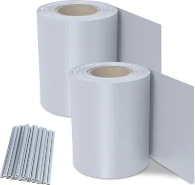 Produktbild von Faziango 2 Rollen PVC Sichtschutzstreifen 70m x 19cm Sichtschutzfolie mit 60 x Befestigungsclips für Gartenzaun, Balkon  Grau