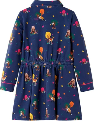 Produktbild von vidaXL Kinderkleid mit Langen Ärmeln und Kordelzug Marineblau 116