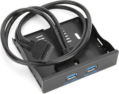 Obrázok produktu pre USB 3.0 rozbočovač pre 3,5-palcovú disketovú mechaniku na prednom paneli s 19-pinovým konektorom a 2 USB 3.0 portmi