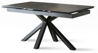 Immagine prodotto di Tavolo Allungabile 160/240x90x76 cm in Metallo con Top Vetroceramica su Vetro Marmo Nero
