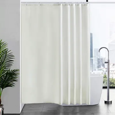 Produktbild von Extra langer Duschvorhang, schimmelresistentes Gewebe für Bad und Dusche, antibakteriell, waschbar, mit 12 Duschringen, hellblau, extra groß 200x200cm.