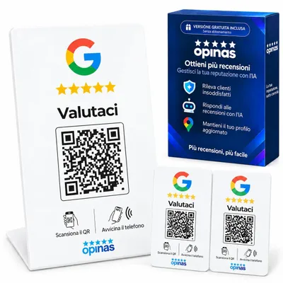NFC- und QR-Standdisplay mit 2 NFC-Karten für Google Bewertungen