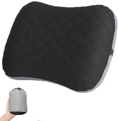 Produktbild von Aufblasbares Reisekissen 44 x 26 x 12 cm – ergonomisches Campingkissen – leichtes Luftkissen – schnell aufblasbar – für Reisen & Outdoor – Schwarz