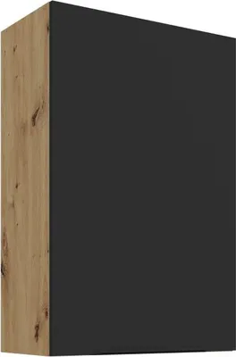Produktbild von Hoher Wandschrank LUNARA – Breite 60 cm, Schwarz/Eiche (Artisan).