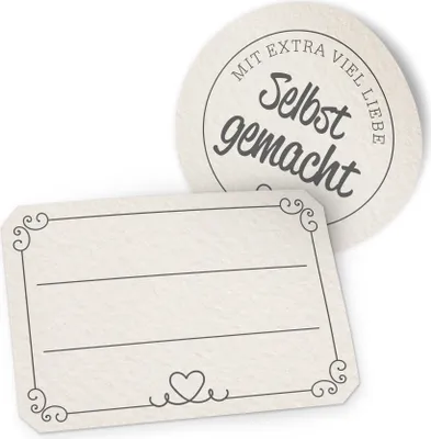 Produktbild von itenga Marmeladensticker 10erSet Aufkleber Deckel und Glas zum Beschriften Landhausstil