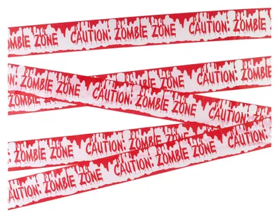 Produktbild von Absperrband 'Caution: Zombie Zone' Halloween-Deko weiss-rot 7,20m -