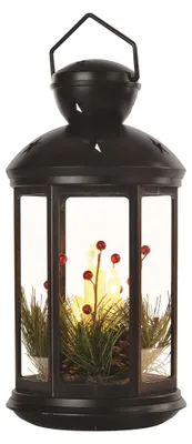 LED dekorace – vánoční lucerna se svíčkami černá, 35,5 cm, 3x C, vnitřní, vintage