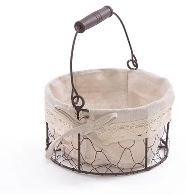 Produktbild von Metallkorb mit Stoffauskleidung, Ø17H9 cm (Set mit 5 Stück)