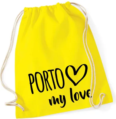 Produktbild von Huuraa Turnbeutel Porto my love 12 Liter Yellow Baumwolle Rucksack Geschenkidee