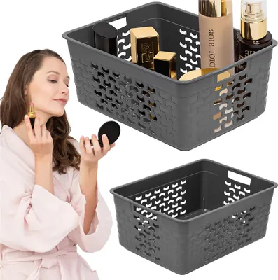 Immagine prodotto di Contenitore rettangolare in plastica da 10 litri per bagno e camera da letto grigio