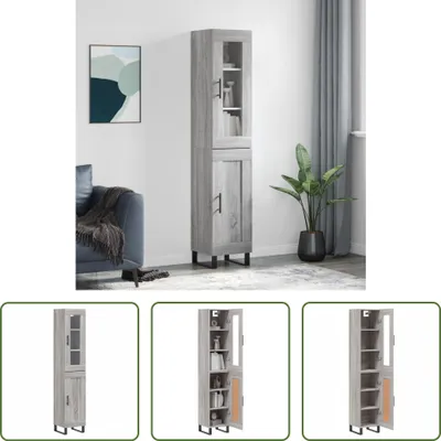 Produktbild von The Living Store Highboard Grau Sonoma 34,5x34x180 cm Holzwerkstoff