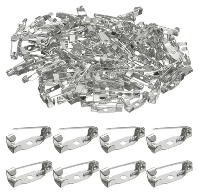 Produktbild von Sicherheitsnadeln - 120 Stück 15 mm - Broschenverschluss mit Loch für DIY Handwerk und Namensschilder - Silber