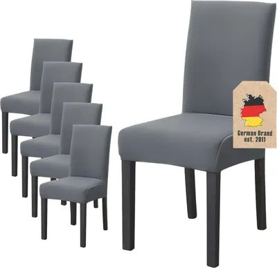 Obrázok produktu pre Intirilife 6x elastické poťahy na stoličky v ŠEDEJ farbe s výškou sedadla 38 - 45 cm a výškou operadla 45 - 65 cm - na oslavy svadby hotely alebo doma v jedálni