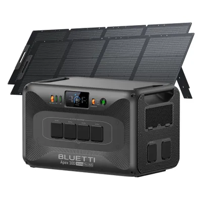 Zdjęcie produktu dla BLUETTI Apex 300 – zestaw słoneczny, stacja zasilania o pojemności 2764 Wh z dwoma panelami słonecznymi PV200, zapewniający niezależne źródło energii