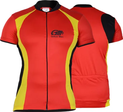 Produktbild von Trikot Radtrikot Fahrradtrikot Fahrrad Radler-Trikot Shirt Jersey Rot/Neongelb, Größe:S