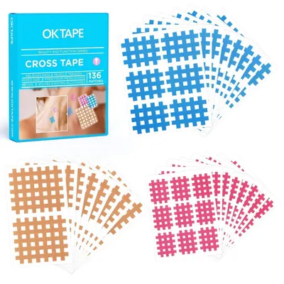 Produktbild von Cross Tapes 136 Stück Gittertape für Cross-Therapie Akupunkturpunkte Set 3 Typen gemischte Farben wasserfest Hautfreundlich